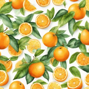 watercolor orange fruit pattern background illustration 1