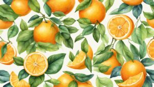 watercolor orange fruit pattern background illustration 2