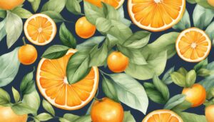 watercolor orange fruit pattern background illustration 4