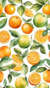 watercolor orange fruit pattern background illustration 5