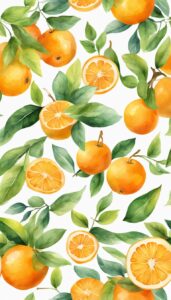 watercolor orange fruit pattern background illustration 6