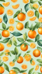 watercolor orange fruit pattern background illustration 7