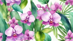 watercolor orchid flower aesthetic illustration background 1