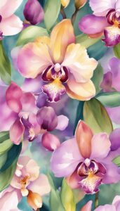watercolor orchid flower aesthetic illustration background 3