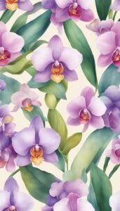 watercolor orchid flower aesthetic illustration background 4