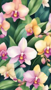 watercolor orchid flower aesthetic illustration background 6