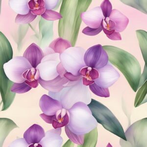 watercolor orchid flower aesthetic illustration background 8