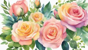 watercolor roses aesthetic background illustration 2