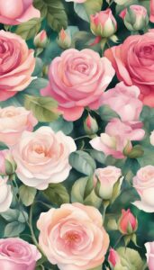 watercolor roses aesthetic background illustration 3