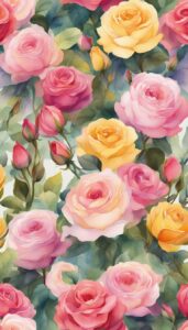 watercolor roses aesthetic background illustration 4