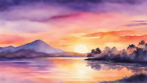 watercolor sunset aesthetic background wallpaper illustration 1