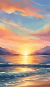 watercolor sunset aesthetic background wallpaper illustration 3