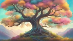 watercolor tree of life aesthetic background illustration 1