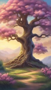 watercolor tree of life aesthetic background illustration 4