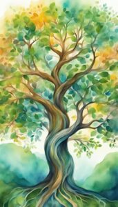 watercolor tree of life aesthetic background illustration 5