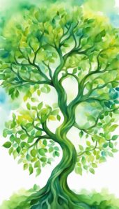 watercolor tree of life aesthetic background illustration 6