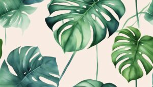 watercolors monstera plant aesthetic illustration background pattern 1