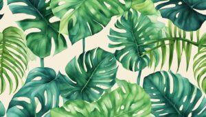 watercolors monstera plant aesthetic illustration background pattern 2