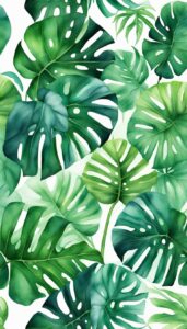 watercolors monstera plant aesthetic illustration background pattern 3