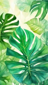 watercolors monstera plant aesthetic illustration background pattern 5