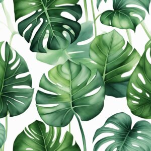 watercolors monstera plant aesthetic illustration background pattern 6