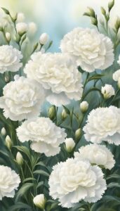 white carnation flowers aesthetic background illustration 2