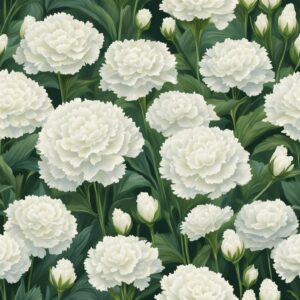 white carnation flowers aesthetic background illustration 4