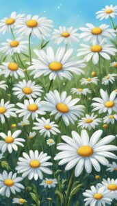 white daisy flower aesthetic background illustration 4