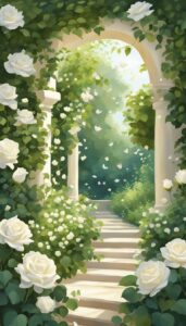 white roses aesthetic background illustration 4