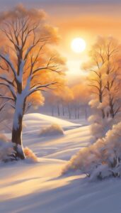 winter snow sunset aesthetic background wallpaper illustration 2