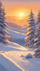 winter snow sunset aesthetic background wallpaper illustration 3