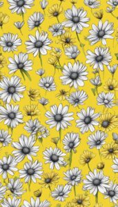 yellow daisy flower aesthetic background illustration 3