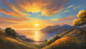 yellow sunset aesthetic background wallpaper illustration 1