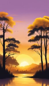 yellow sunset aesthetic background wallpaper illustration 2