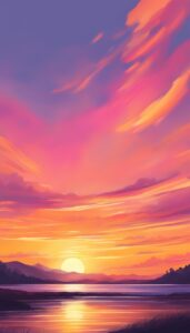 yellow sunset aesthetic background wallpaper illustration 3