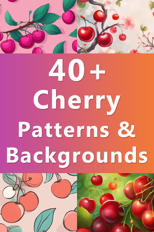Cherry Fruit Patterns, Backgrounds, Wallpapers, Illustrations
