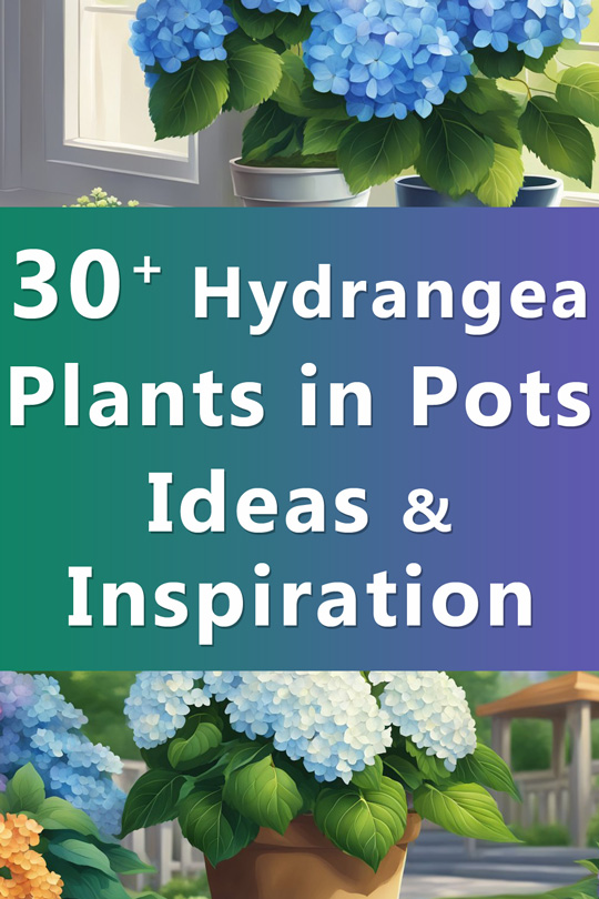 Hydrangea Hortensia Plants in Pots Illustration Ideas Inspiration