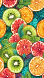 artistic kiwi fruit pattern background illustration aesthetic wallpaper 4