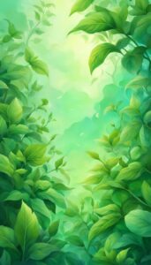 artistic mint plant background aesthetic illustration wallpaper 3