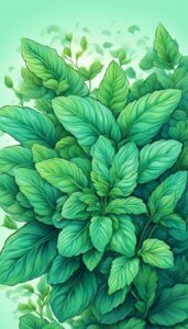 artistic mint plant background aesthetic illustration wallpaper 5