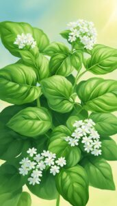 basil plant flowering background aesthetic illustration wallpaper 1