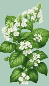 basil plant flowering background aesthetic illustration wallpaper 2