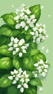 basil plant flowering background aesthetic illustration wallpaper 3