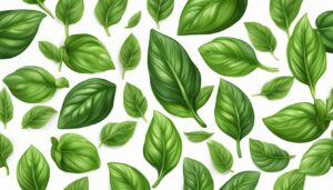 basil plant leaves on white light background aesthetic illustration wallpaper 1