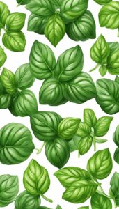 basil plant leaves on white light background aesthetic illustration wallpaper 5