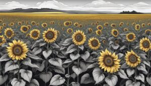 black and white monochrome sunflower background illustration aesthetic 1