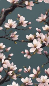 black dark almond tree blossom background illustration aesthetic wallpaper 3