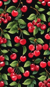 black dark cherry fruit pattern background wallpaper aesthetic illustration 1