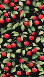 black dark cherry fruit pattern background wallpaper aesthetic illustration 3
