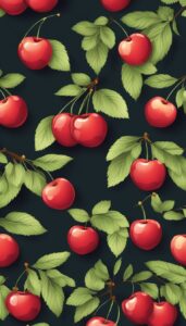 black dark cherry fruit pattern background wallpaper aesthetic illustration 4